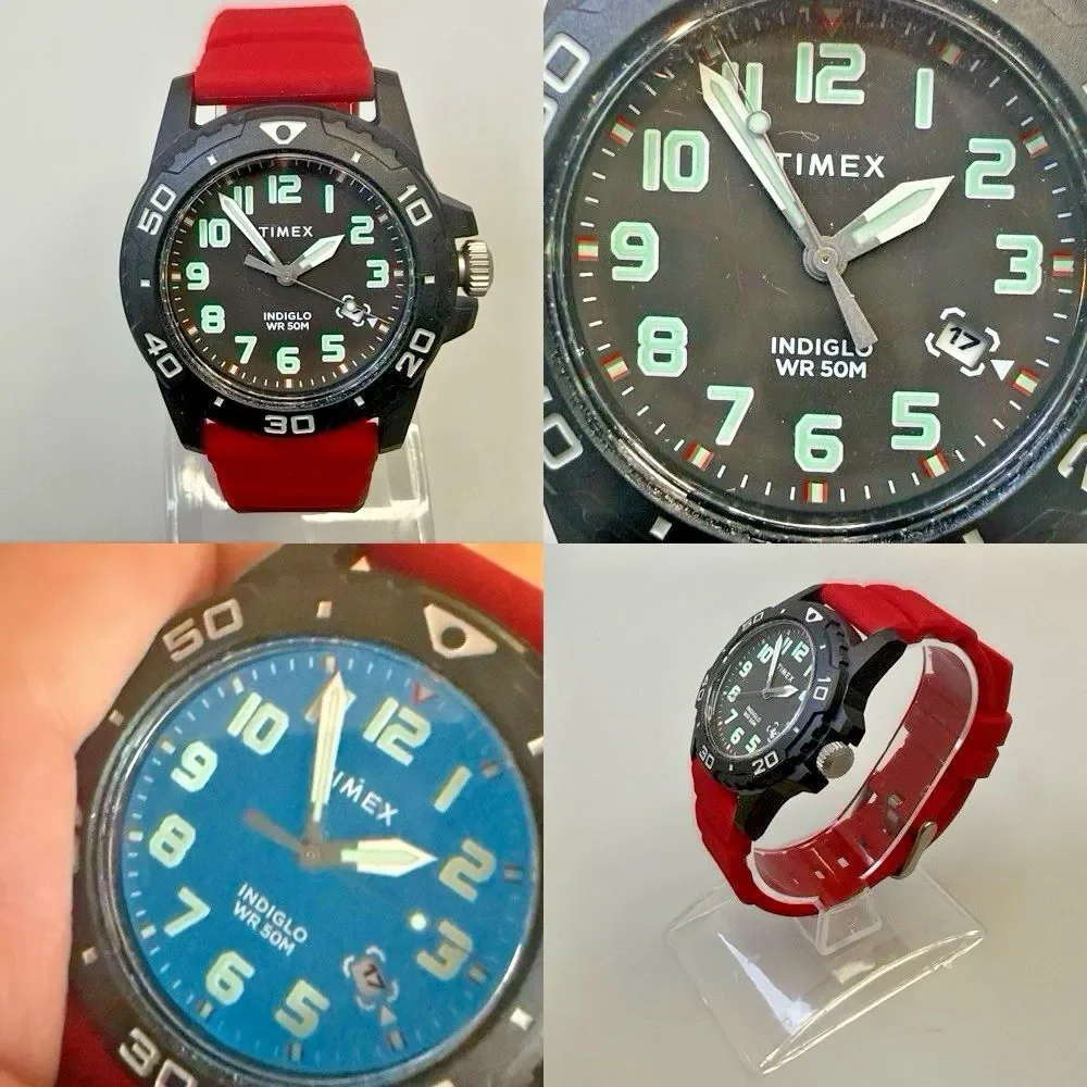 Timex Main Street Indiglo Mens Black Dial Diver Style Watch Resin Case NEW